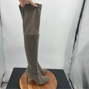 Joie over knee faux suede heel boots in gray Sz 38 US 8 thigh high tall